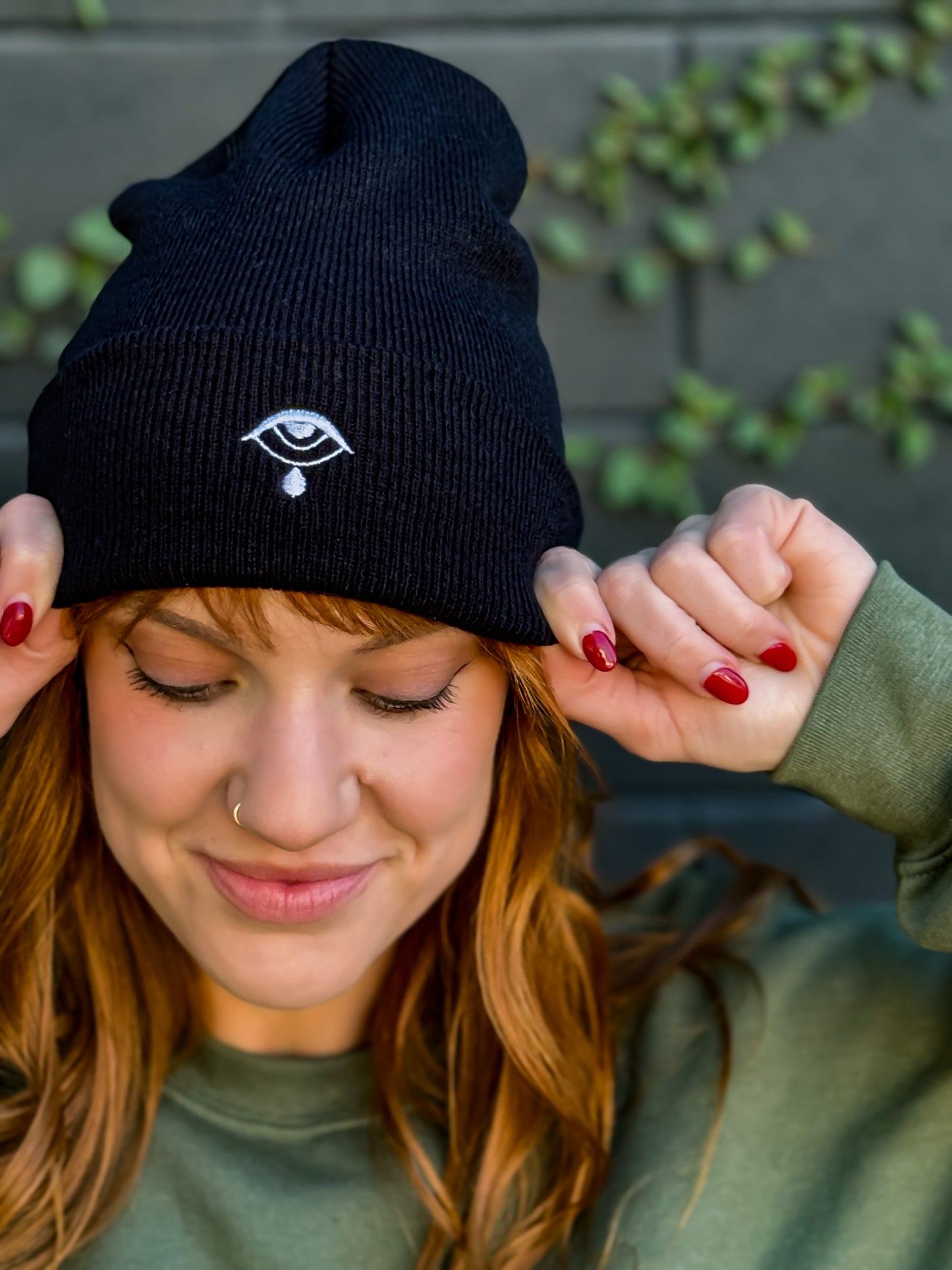 Black "Teardrop" Beanie